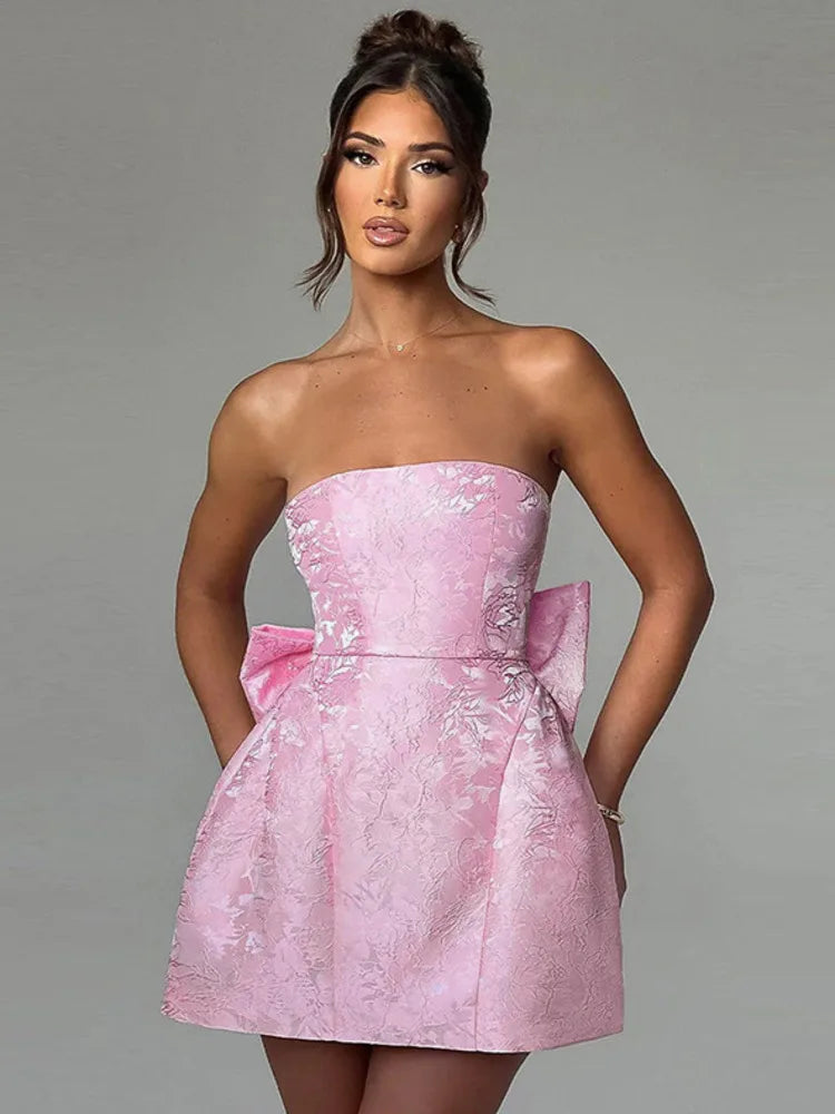 A-Line Strapless Bow Sexy Mini Dress